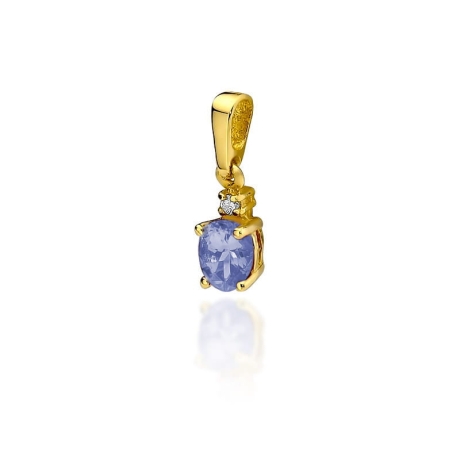 Przejdź do produktu Zawieszka z żółtego złota 585 z tanzanitem i diamentem 0,014ct The Diamonds 