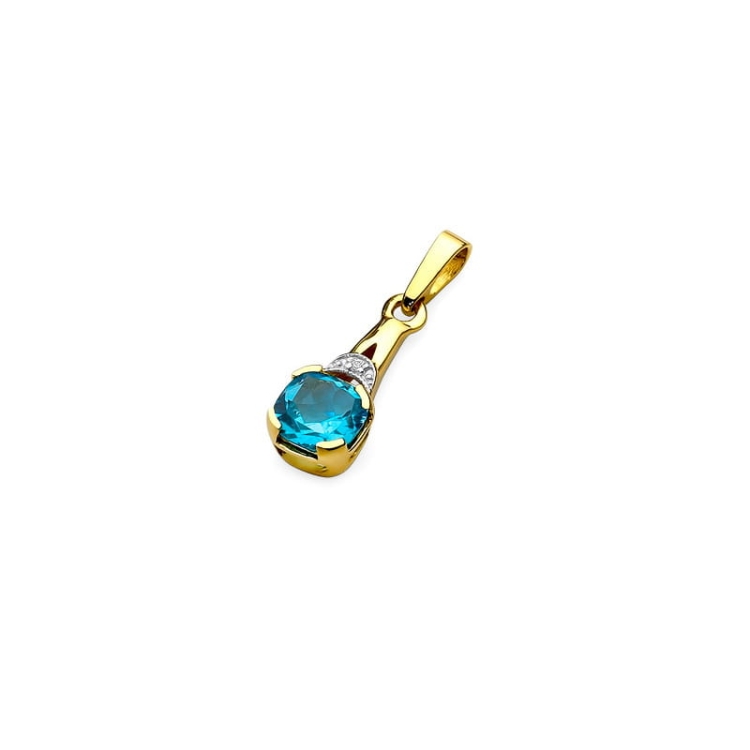 Zawieszka z żółtego złota 585 z topazem i diamentem 0,005ct The Diamonds BZ-40