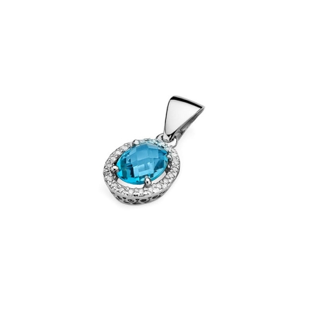 Przejdź do produktu Zawieszka z białego złota 585 z topazem i diamentami 0,11ct The Diamonds
