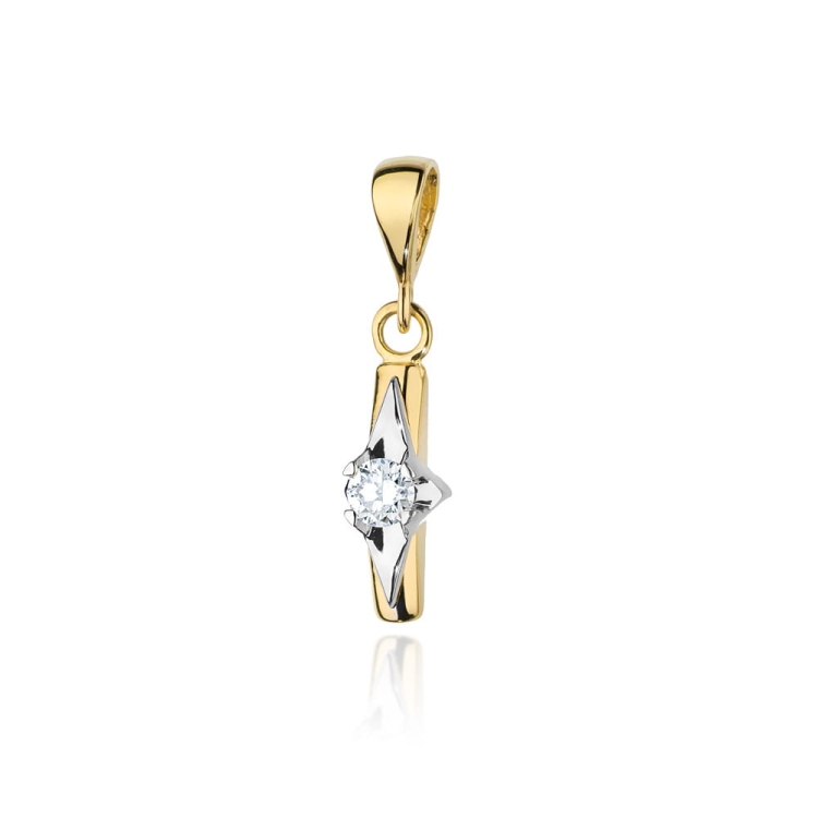Zawieszka z żółtego złota 585 z diamentem 0,08ct The Diamonds BZ-88-0,08ct