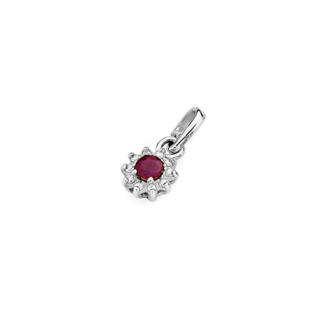 Przejdź do produktu Zawieszka z białego złota 585 z rubinem i diamentami 0,09ct The Diamonds