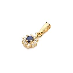 Zawieszka z żółtego złota 585 z szafirem i diamentami 0,09ct The Diamonds BZ-185-szafir