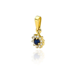 Zawieszka z żółtego złota 585 z szafirem i diamentami 0,09ct The Diamonds BZ-185-szafir
