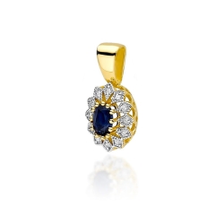 Zawieszka z żółtego złota 585 z szafirem i diamentami 0,10ct The Diamonds BZ-354-szafir