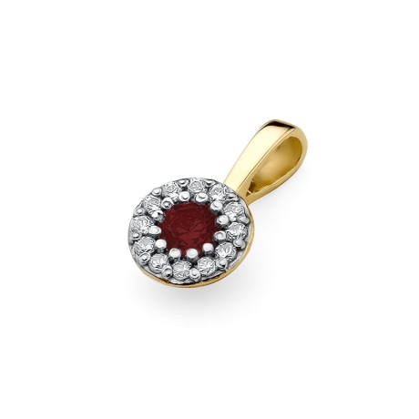 Przejdź do produktu Zawieszka z żółtego złota 585 z rubinem i diamentami 0,10ct The Diamonds