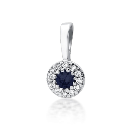 Przejdź do produktu Zawieszka z białego złota 585 z szafirem i diamentami 0,10ct The Diamonds