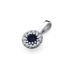 Zawieszka z białego złota 585 z szafirem i diamentami 0,10ct The Diamonds BZ-443-szafir-b
