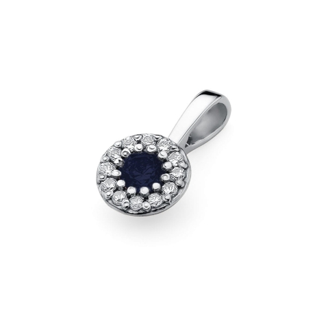 Przejdź do produktu Zawieszka z białego złota 585 z szafirem i diamentami 0,10ct The Diamonds