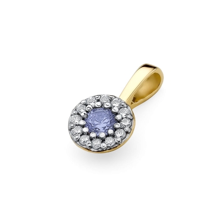 Przejdź do produktu Zawieszka z żółtego złota 585 z tanzanitem i diamentami 0,10ct The Diamonds 