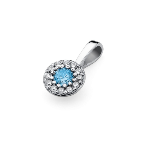 Przejdź do produktu Zawieszka z białego złota 585 z topazem i diamentami 0,10ct The Diamonds