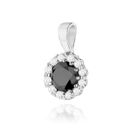 Przejdź do produktu Zawieszka z białego złota 585 z czarnym diamentem i diamentami 0,10ct The Diamonds