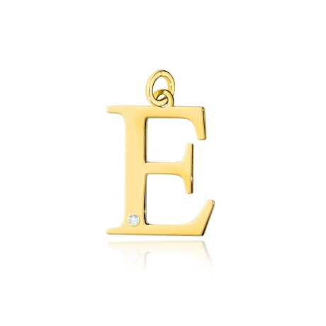 Przejdź do produktu Zawieszka literka E z żółtego złota 585 z diamentem 0,005ct The Diamonds