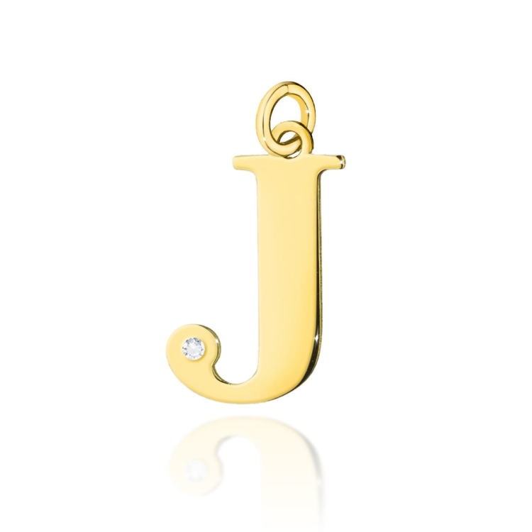 Zawieszka literka J z żółtego złota 585 z diamentem 0,005ct The Diamonds BZ-69-J