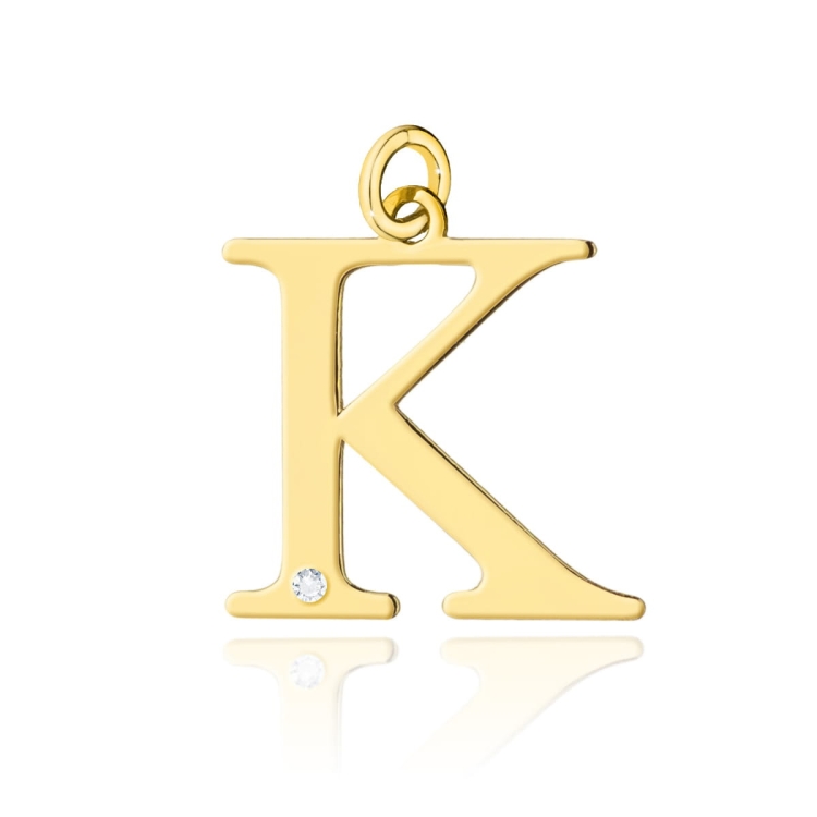 Zawieszka literka K z żółtego złota 585 z diamentem 0,005ct The Diamonds BZ-69-K