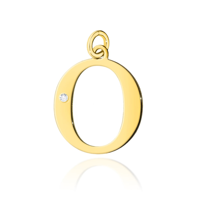 Zawieszka literka O z żółtego złota 585 z diamentem 0,005ct The Diamonds BZ-69-O