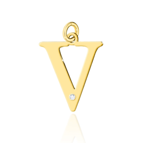 Przejdź do produktu Zawieszka literka V z żółtego złota 585 z diamentem 0,005ct The Diamonds