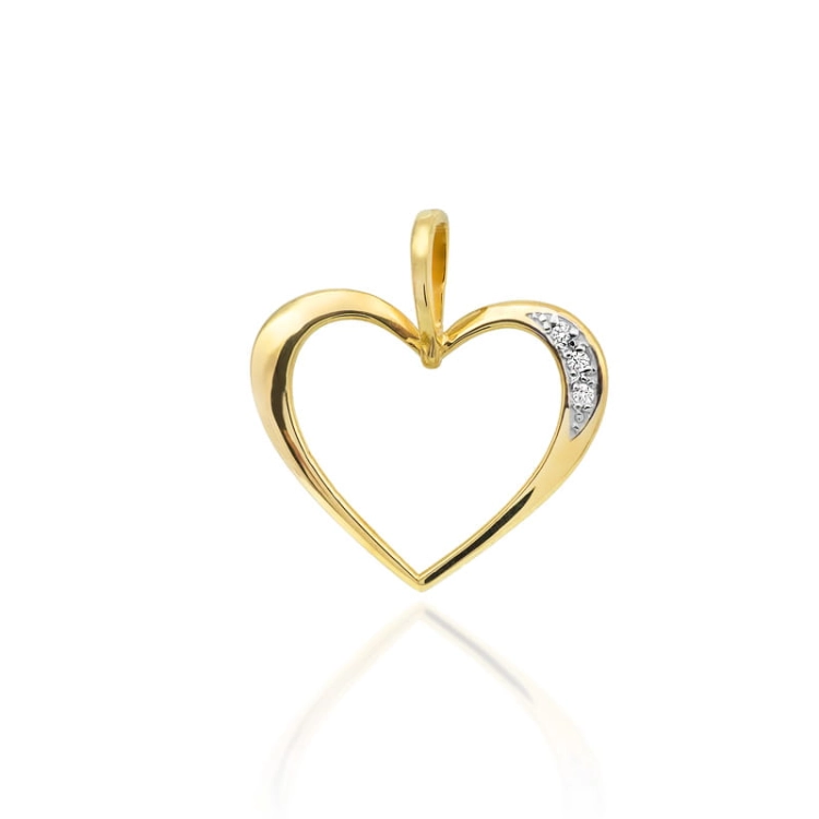 Zawieszka z żółtego złota serce z diamentami 0,025ct The Diamonds GS-1