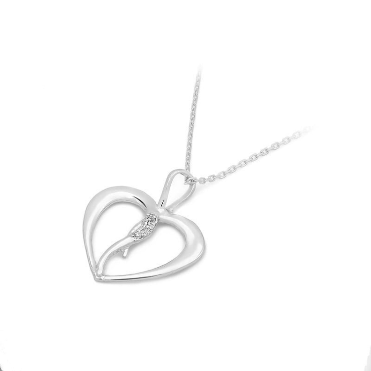 Zawieszka z białego złota serce z diamentami 0,025ct The Diamonds BS-4-b