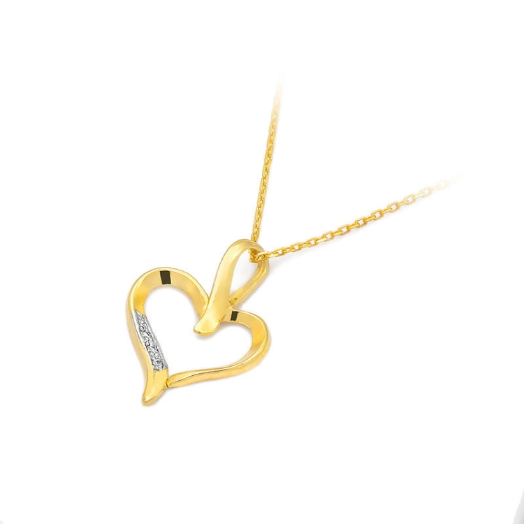 Zawieszka z żółtego złota serce z diamentami 0,015ct The Diamonds BS-6