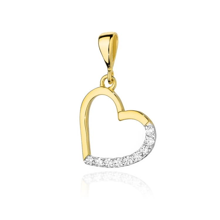 Zawieszka z żółtego złota serce z diamentami 0,13ct The Diamonds BS-18