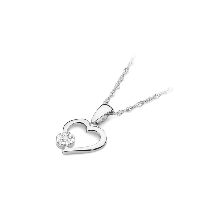 Zawieszka z białego złota serce z diamentami 0,06ct The Diamonds BS-21-b