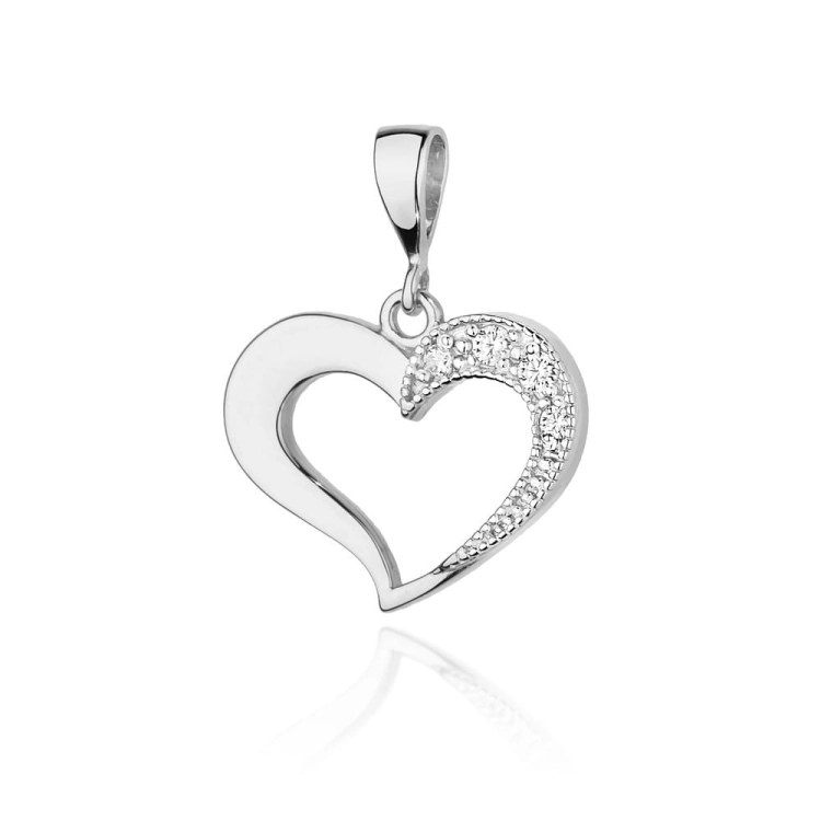 Zawieszka z białego złota serce z diamentami 0,06ct The Diamonds BS-23-b