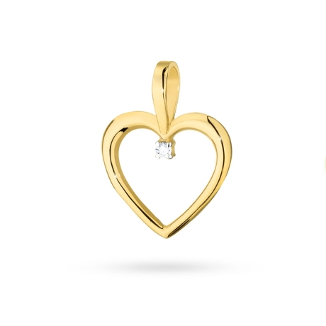 Przejdź do produktu Zawieszka z żółtego złota serce z diamentem 0,005ct The Diamonds
