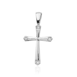 Zawieszka z białego złota krzyż z diamentami 0,02ct The Diamonds  BK-1-b