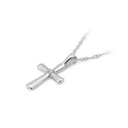 Zawieszka z białego złota krzyż z diamentem 0,0145ct The Diamonds BK-3-b