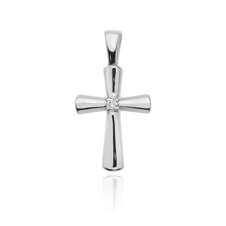 Przejdź do produktu Zawieszka z białego złota krzyż z diamentem 0,0145ct The Diamonds