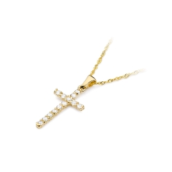 Zawieszka z żółtego złota krzyż z diamentami 0,39ct The Diamonds BK-6