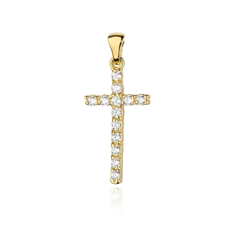 Przejdź do produktu Zawieszka z żółtego złota krzyż z diamentami 0,39ct The Diamonds 