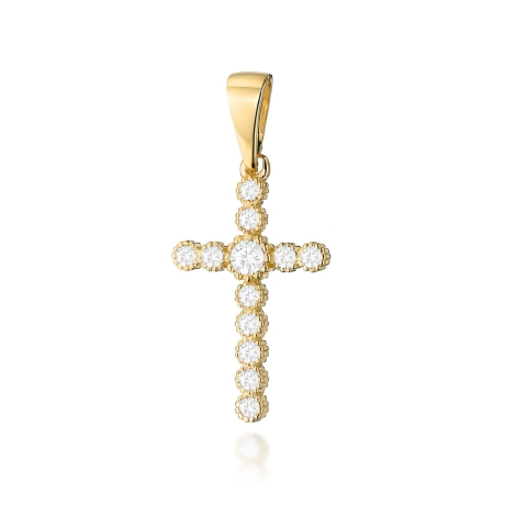 Przejdź do produktu Zawieszka z żółtego złota krzyż z diamentami 0,32ct The Diamonds 