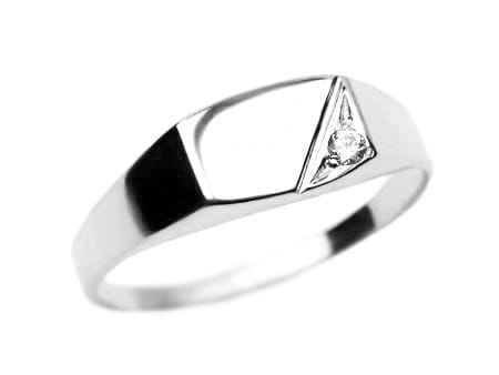 Sygnet z białego złota 585 z cyrkonią Be Unique Syg-013-b