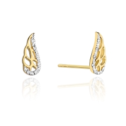 Kolczyki ze złota 585 z diamentami 0,06ct skrzydła The Diamonds BCK-01