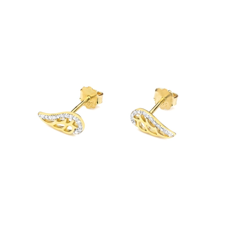Kolczyki ze złota 585 z diamentami 0,06ct skrzydła The Diamonds BCK-01