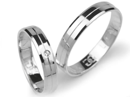 Obrączki ślubne z białego płaskie z cyrkonią 4mm Lovely L034-b