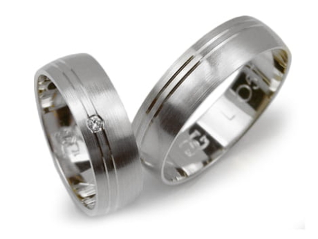 Przejdź do produktu Obrączki ślubne z białego złota półokrągłe z cyrkonią 6mm Lux L057