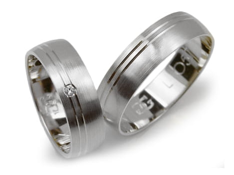 Obrączki ślubne z białego złota półokrągłe z cyrkonią 6mm Lovely L057-b