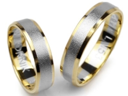 Dwukolorowe złote obrączki ślubne półokrągłe 5mm Lovely L153-k