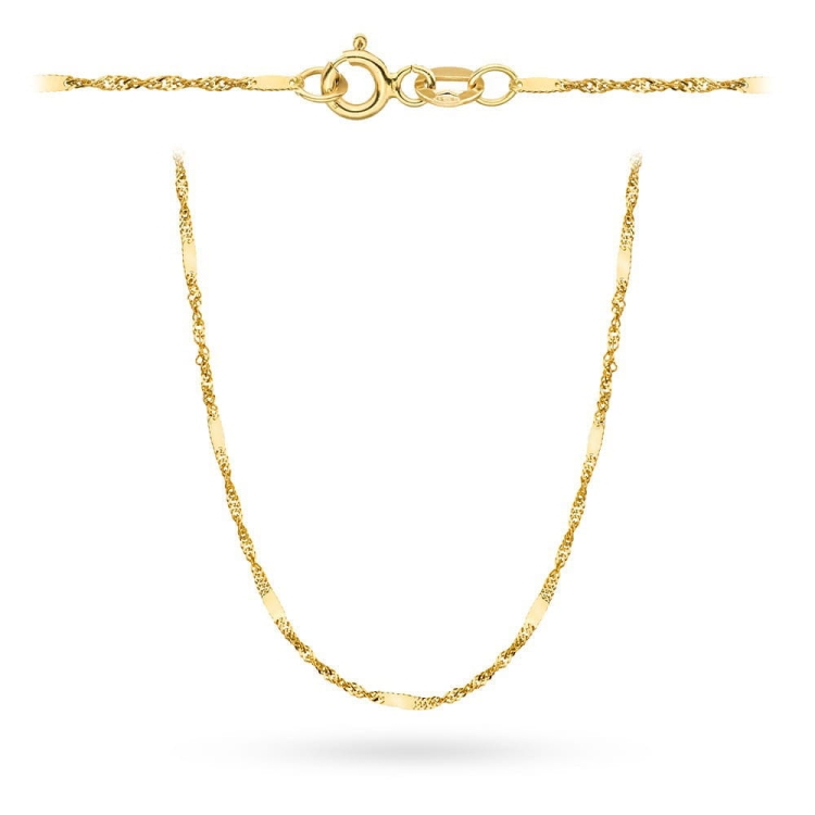 Łańcuszek złoty - singapur z blaszką - 50cm - 0,8mm (waga: 1,45g)