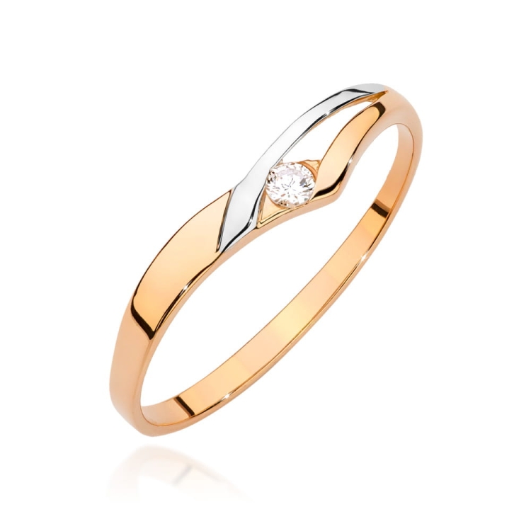 Pierścionek zaręczynowy z różowego złota z diamentem 0,04ct Fire Of Love