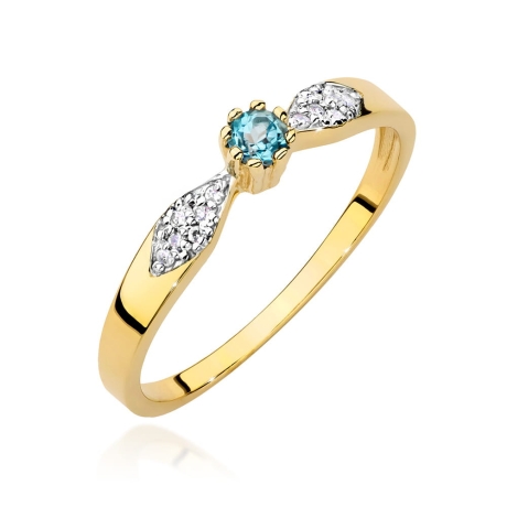 Przejdź do produktu Pierścionek zaręczynowy z żółtego złota z topazem i diamentami 0,06ct Fire Of Love