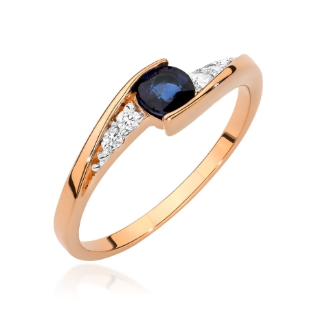 Przejdź do produktu Pierścionek zaręczynowy z różowego złota z szafirem i diamentami 0,06ct Fire Of Love 