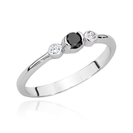 Przejdź do produktu Pierścionek zaręczynowy z białego złota z czarnym diamentem i diamentami 0,06ct Fire Of Love