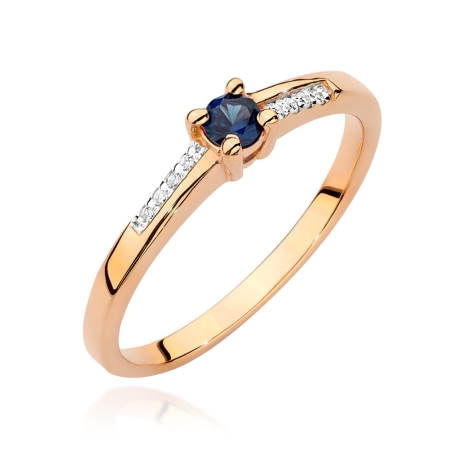Przejdź do produktu Pierścionek zaręczynowy z różowego złota z szafirem i diamentami 0,04ct Fire Of Love 