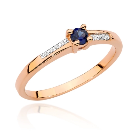 Przejdź do produktu Pierścionek zaręczynowy z różowego złota z szafirem i diamentami 0,04ct Fire Of Love 