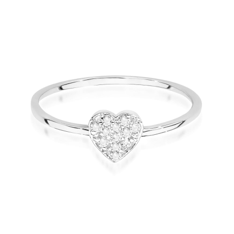 Przejdź do produktu Pierścionek zaręczynowy z białego złota z diamentami 0,10ct serce Fire Of Love