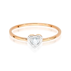 Pierścionek zaręczynowy z różowego złota z diamentem 0,02ct serce Fire Of Love