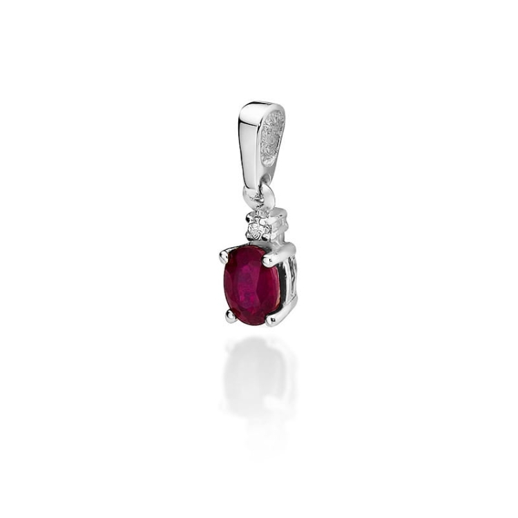 Zawieszka z białego złota 585 z rubinem i diamentem 0,014ct The Diamonds